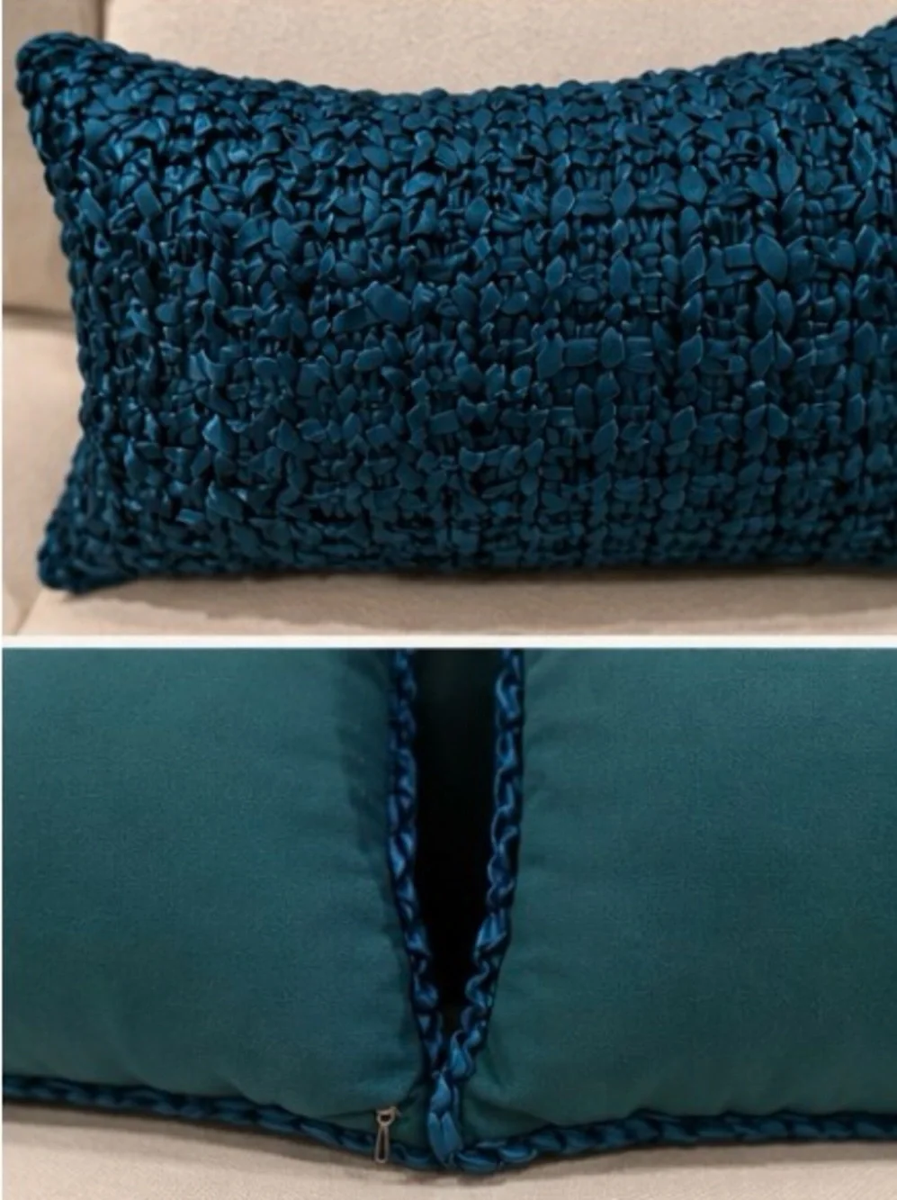 Ann Gish Ribbon Knit Pillows in Turquoise— Set of 2